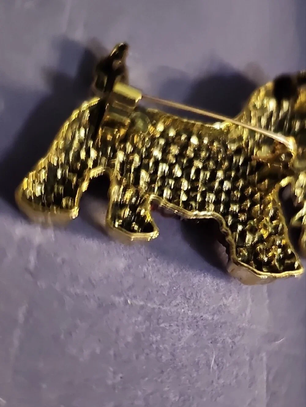 Crystal Embellished Red Dog Brooch